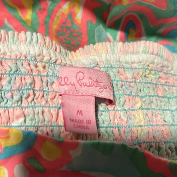 Lilly Pulitzer Chandie Strapless Dess Sand Bar Blu Medium - Picture 8 of 10
